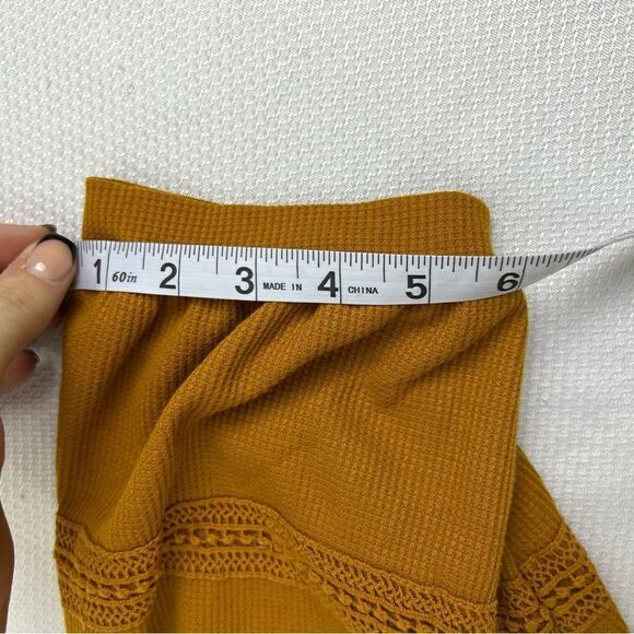 Zac & Rachel Womens V-Neck Button Down Lace Babydoll Blouse Top Mustard Size XL - Picture 9 of 10